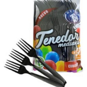 CAJA TENEDOR MEDIANO NEGRO 10 PAQ/50 PIEZAS